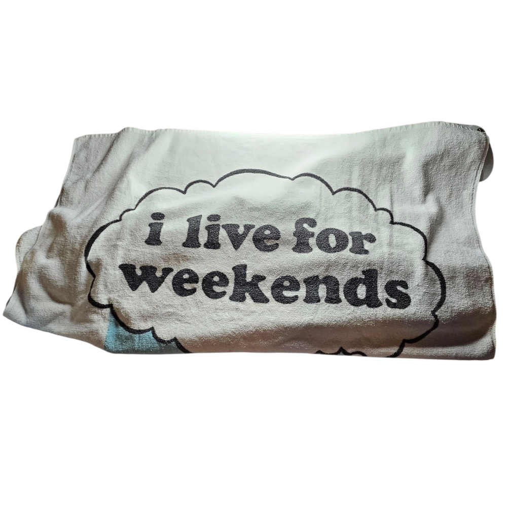Vintage JCPenney Garfield 'I live for the weekends' Summer Beach Towel Jim Davis - Picture 2 of 9